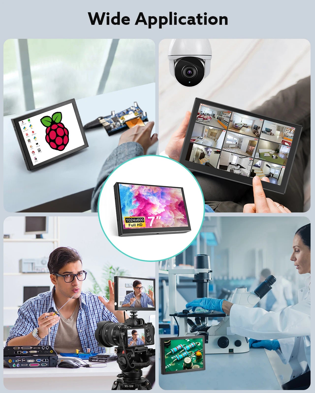 S701H Mini 7 Inch Industrial Screen HD 1024x600 HDMI Monitor