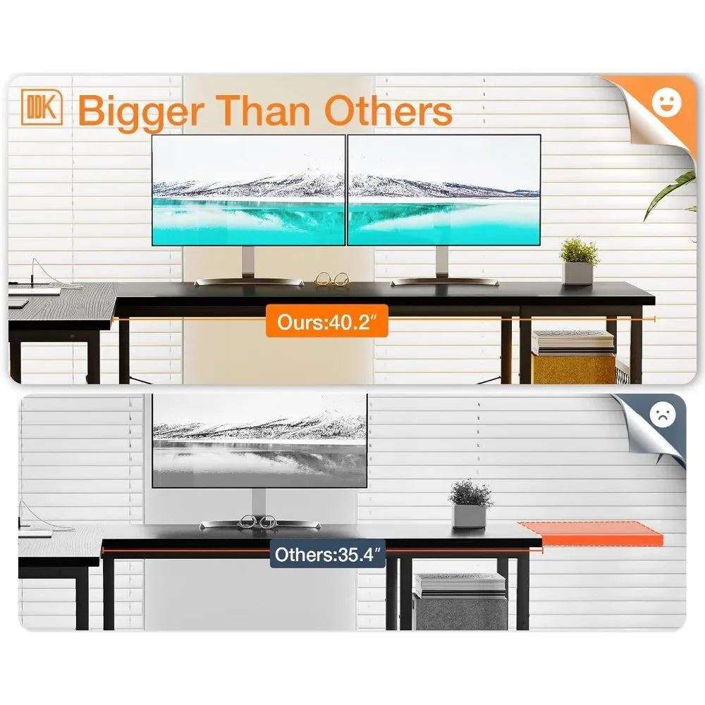 59" L Shaped Computer Desk with Power Outlet