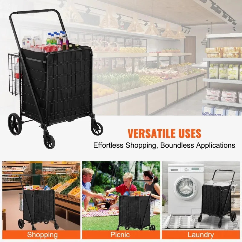 330lbs Heavy Duty Folding Shopping Cart