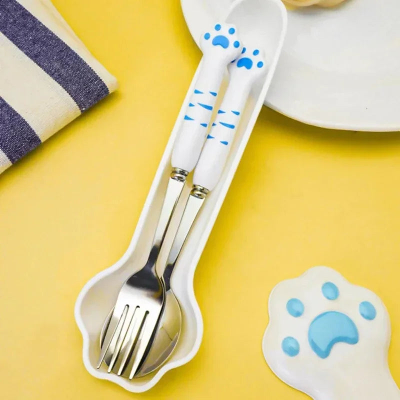 Cute Cat Paw Cutlery Set Stainless Steel Silverware set