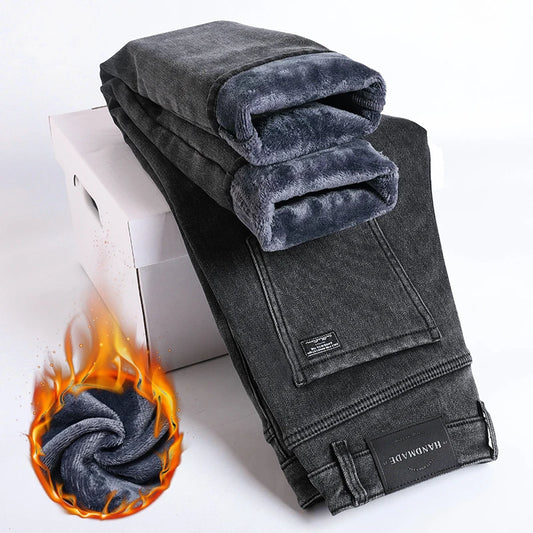 Men's Fleece Thick Warm Jeans