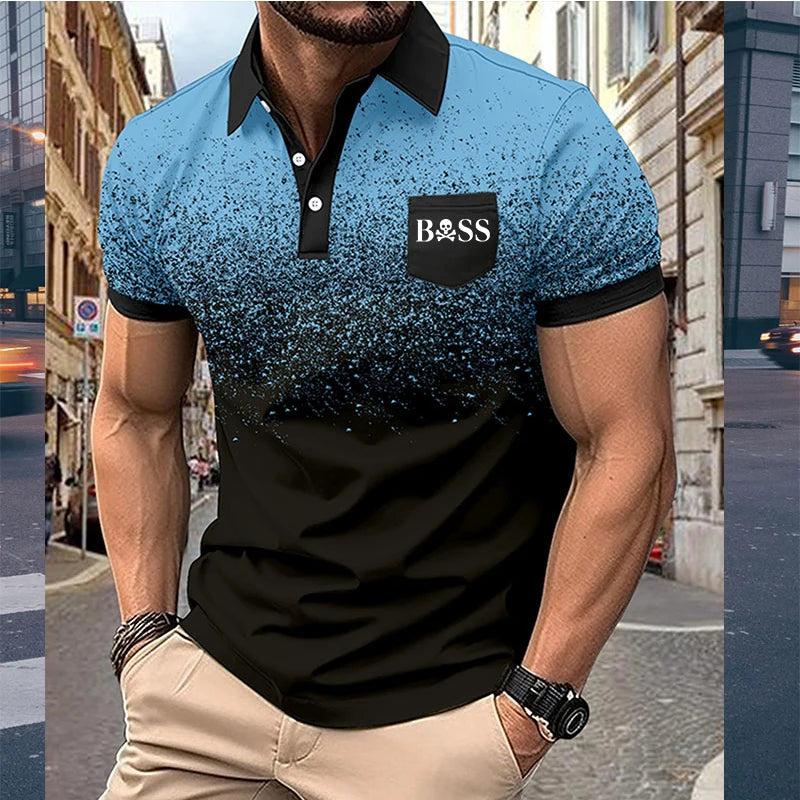 men's printed golf shirt