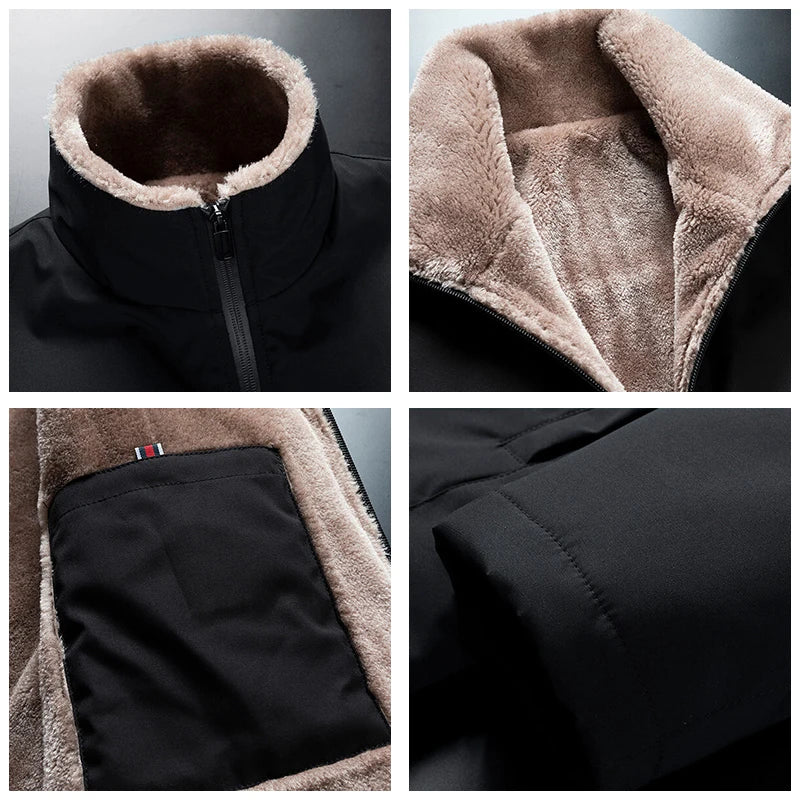 Men Windproof Fleece Thick Warm Jacket