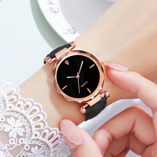 Women PU Leather Strap Wristwatch