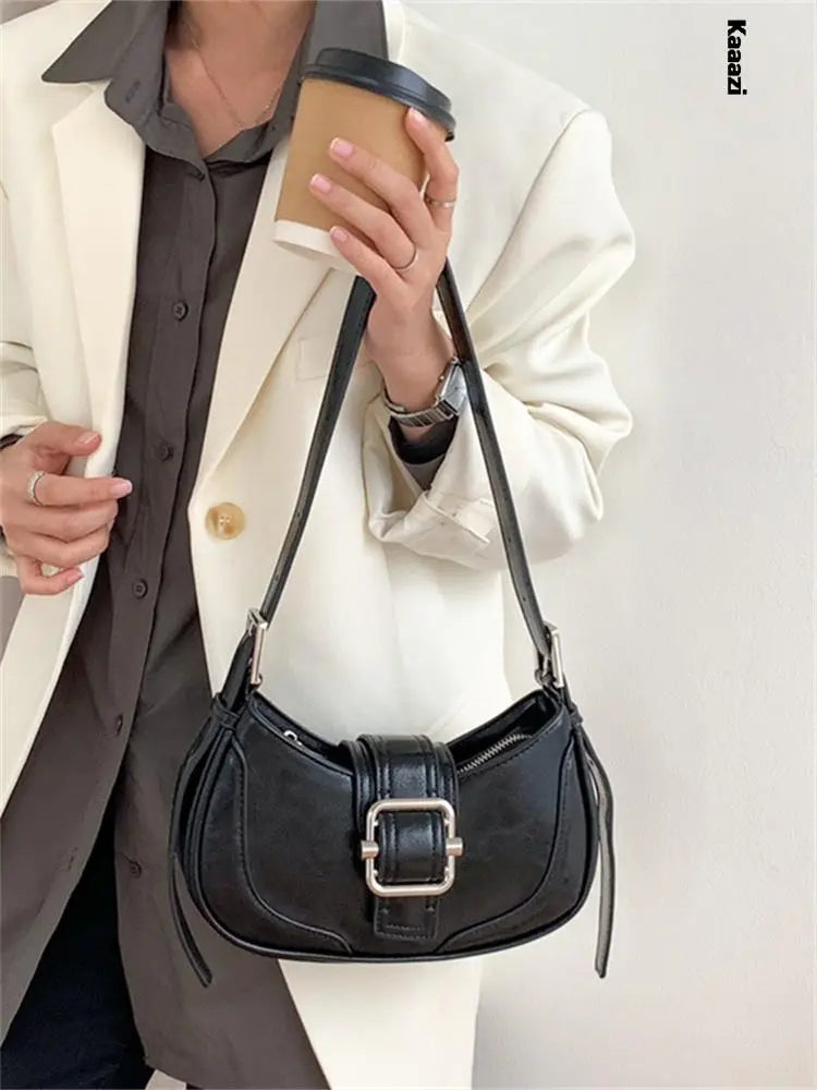 Women Half-moon Leather Hasp Handbags
