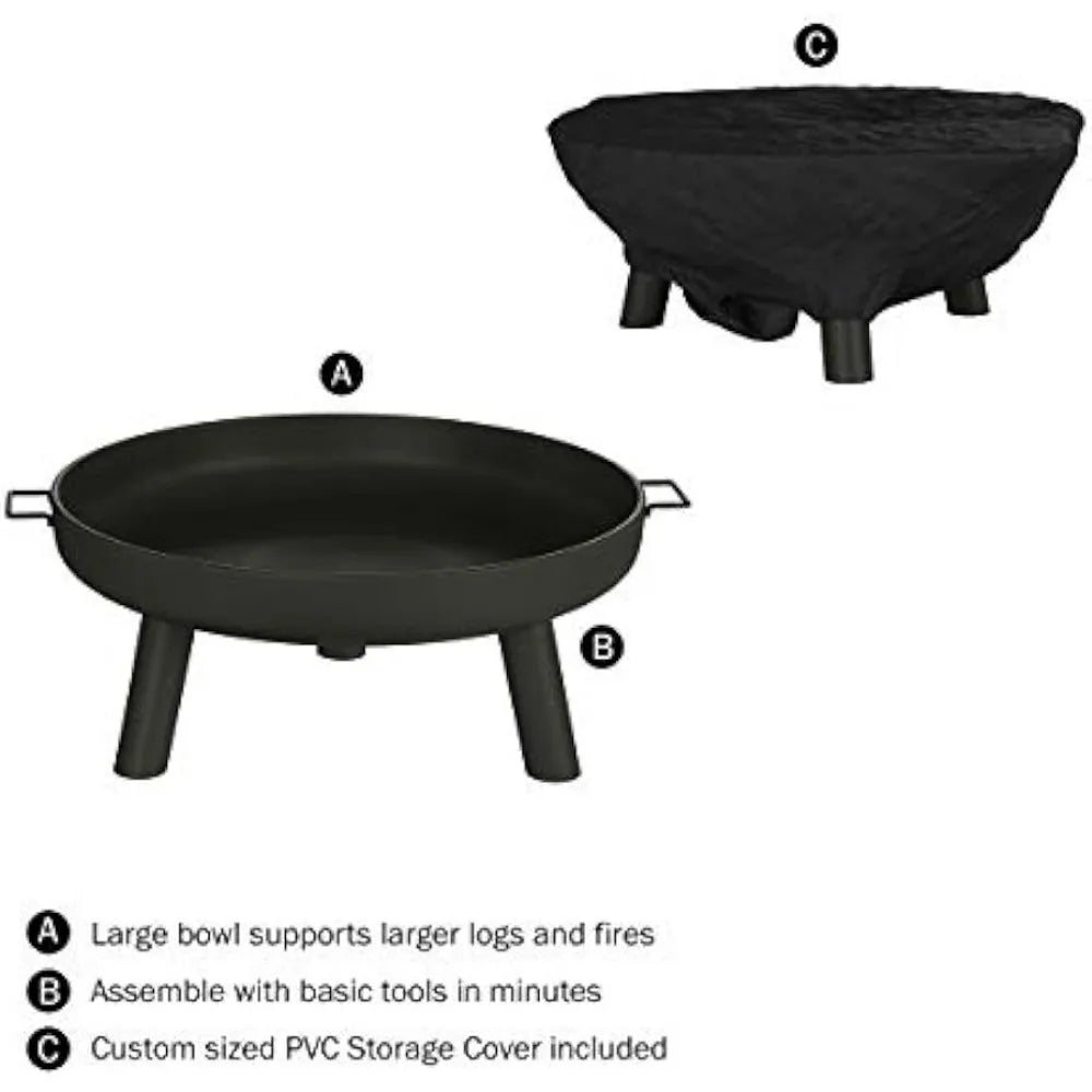 Pure Garden Outdoor Fire Pit-Raised Steel Bowl