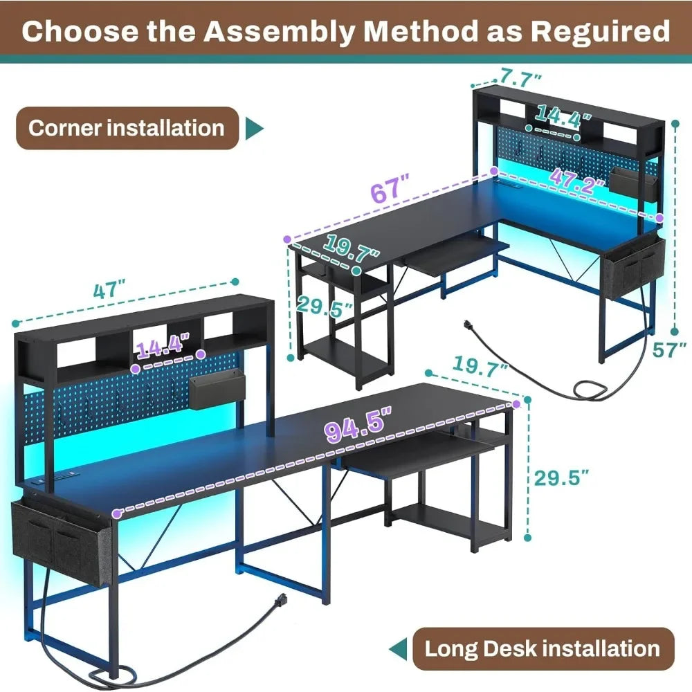 L Shaped Reversible Gaming Computer Desk
