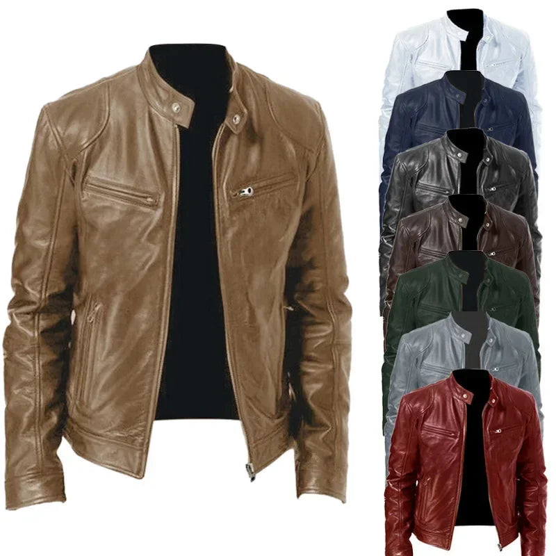 Men's Slim Fit PU Leather Jacket