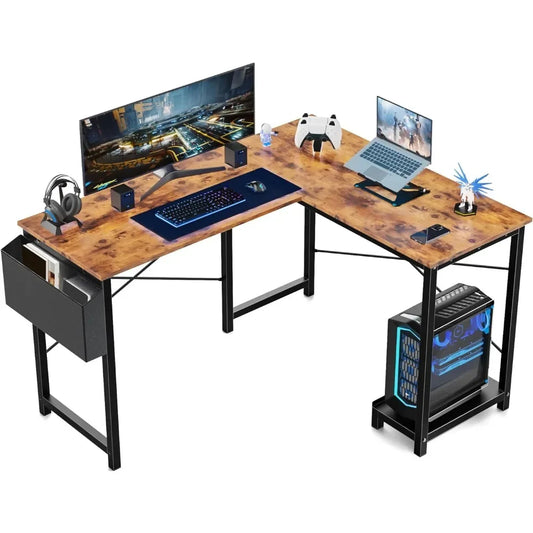 L Shaped Wood Corner Computer Desk