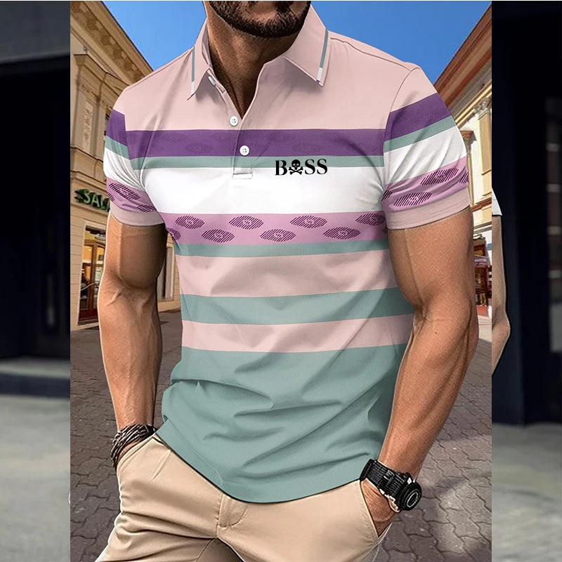 men's printed golf shirt