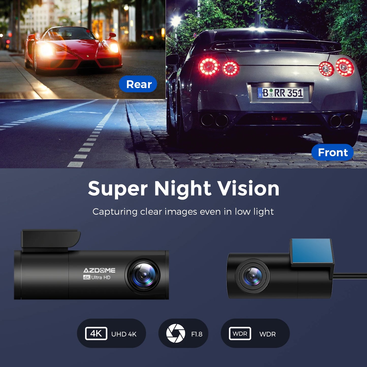 M300S 4K + 1080P Dual Dash Camera