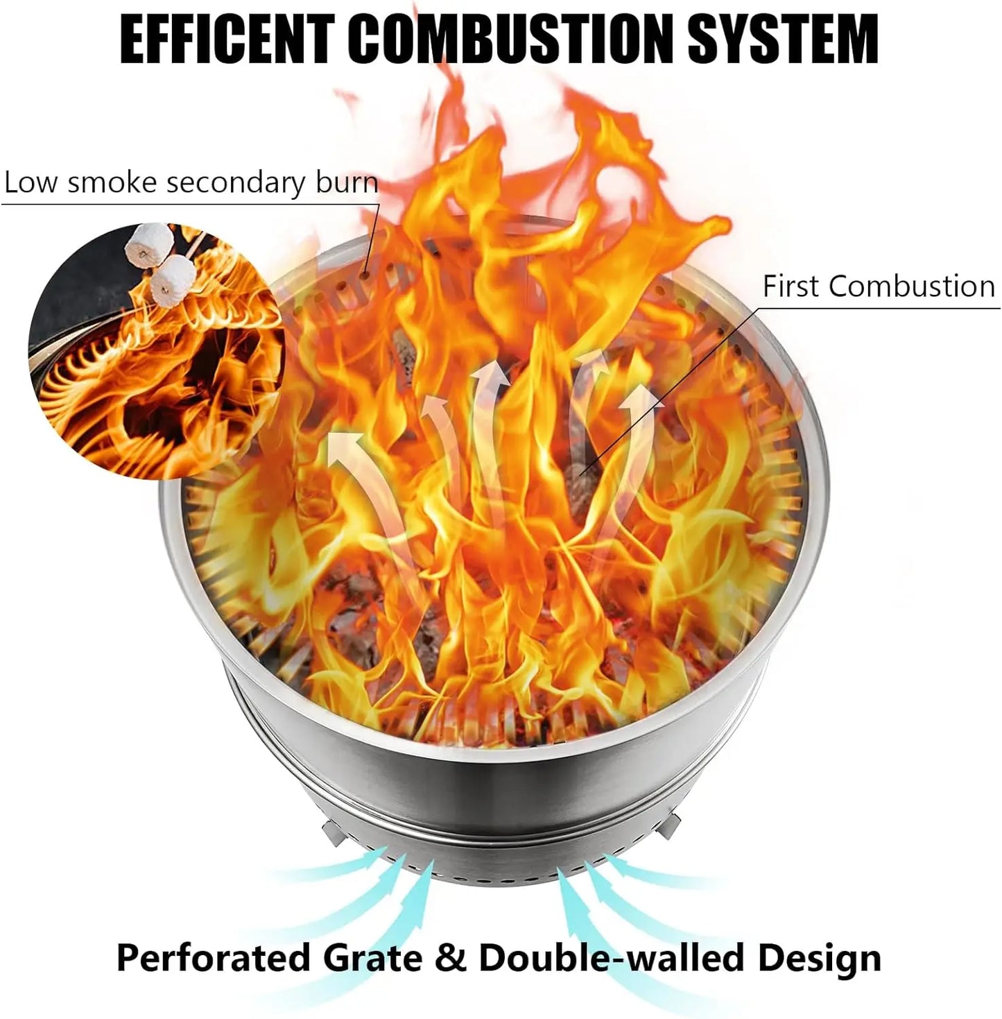 Stainless Steel Wood Burning Firepit