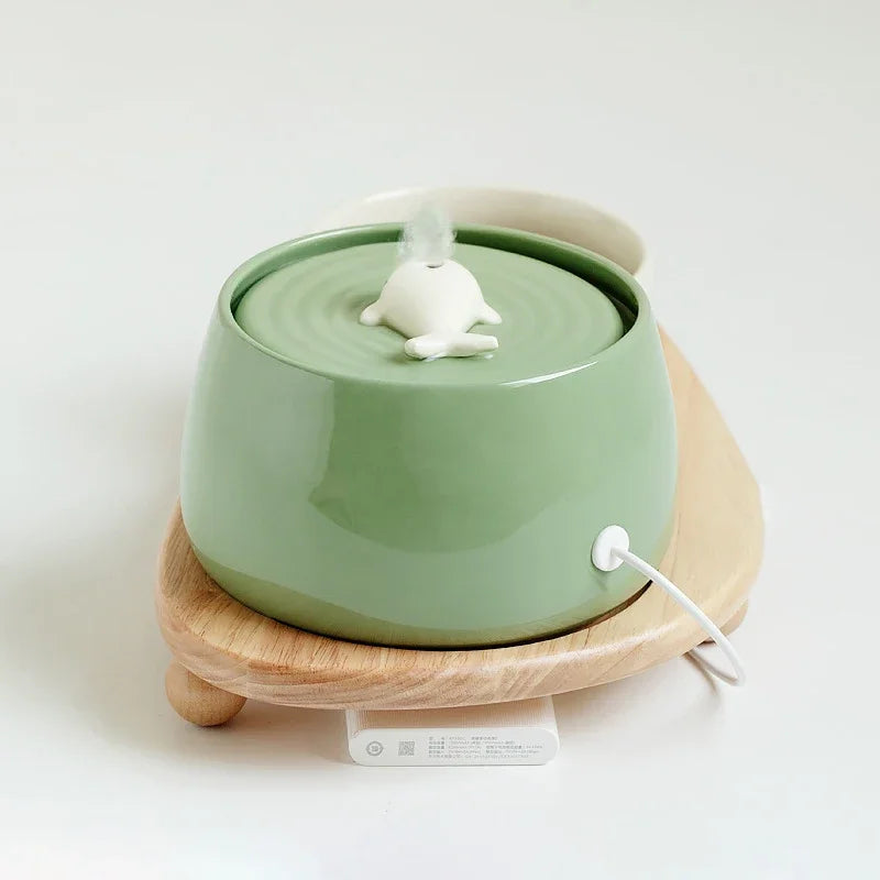 1.3 L USB Charging Ceramic Cat Water Fountain