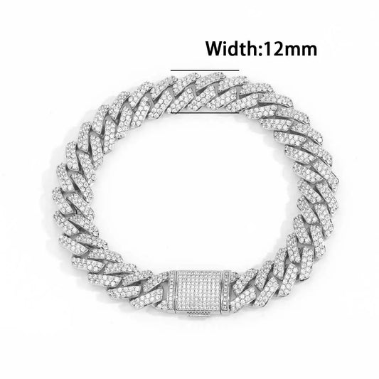 12mm Full Iced Out Diamond Cuban Link Bracelet