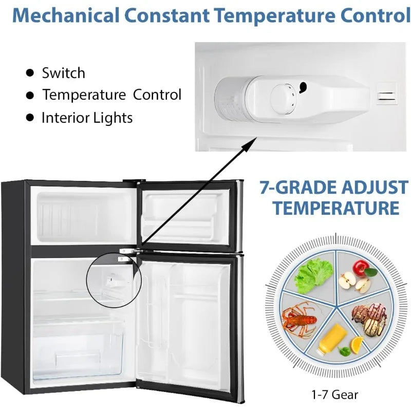 Compact 2-Door Mini Fridge