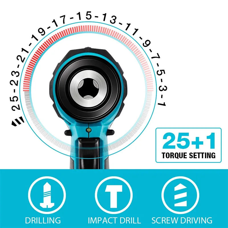 10mm/13mm Brushed Cordless Electric Impact Drill