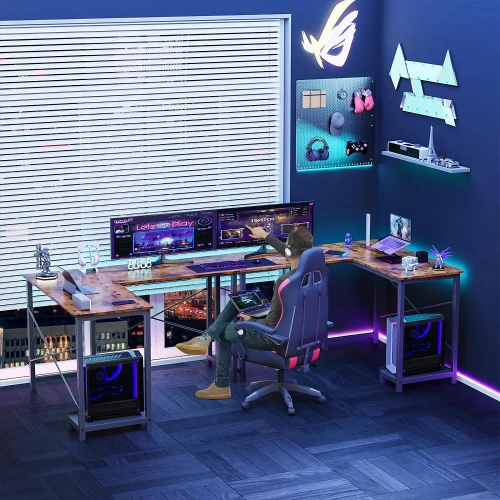 L Shaped Wood Corner Computer Desk