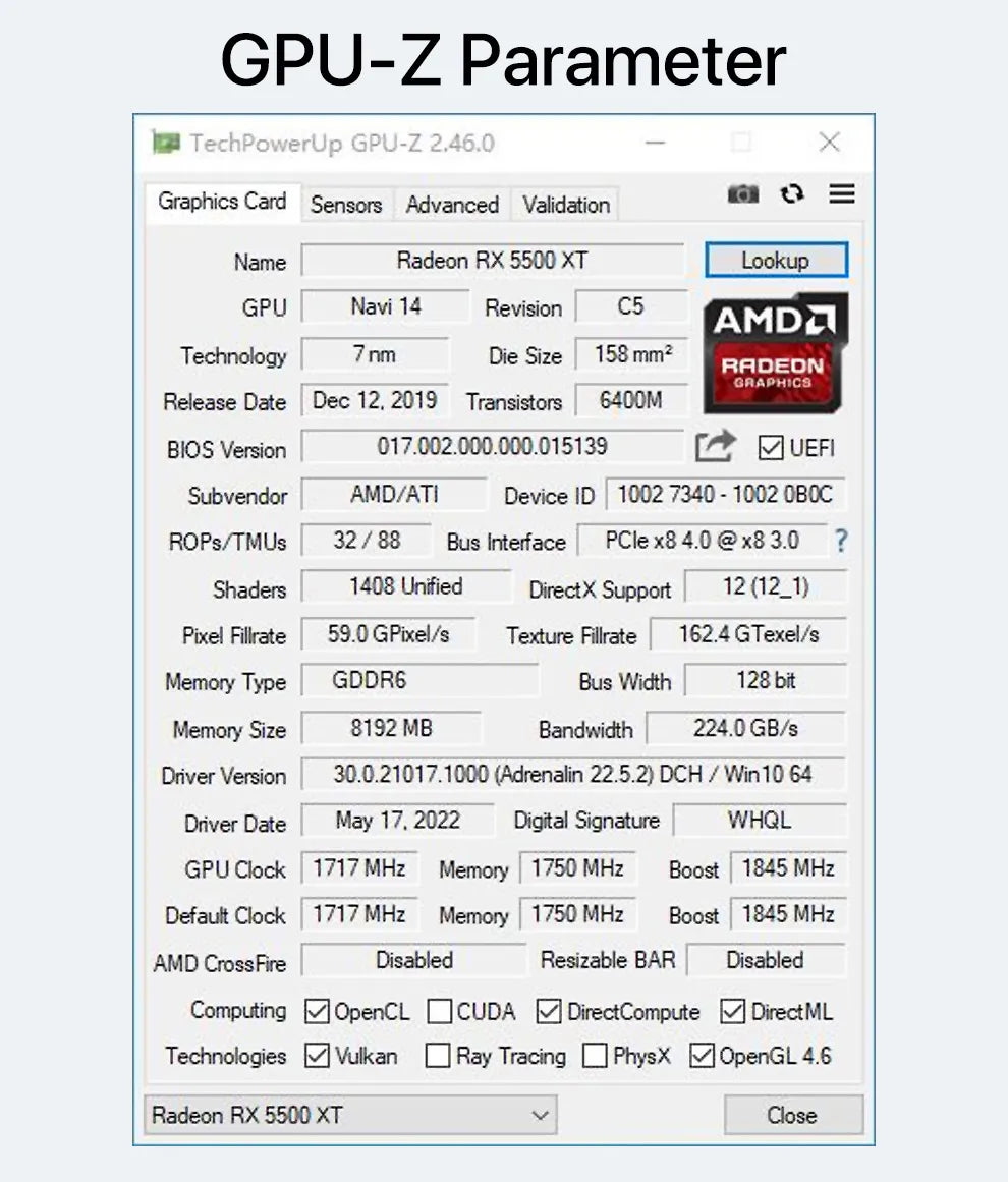 RX 5500 XT 8GB GDDR6 Graphics Card