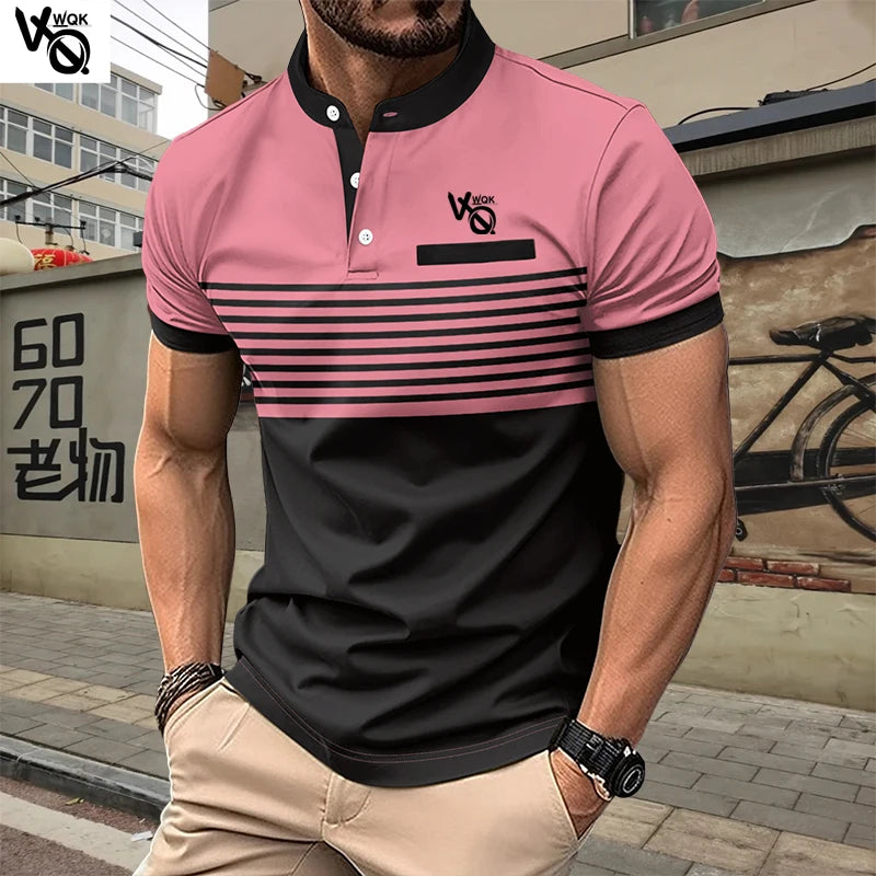 Summer Striped Polo Neck Short
