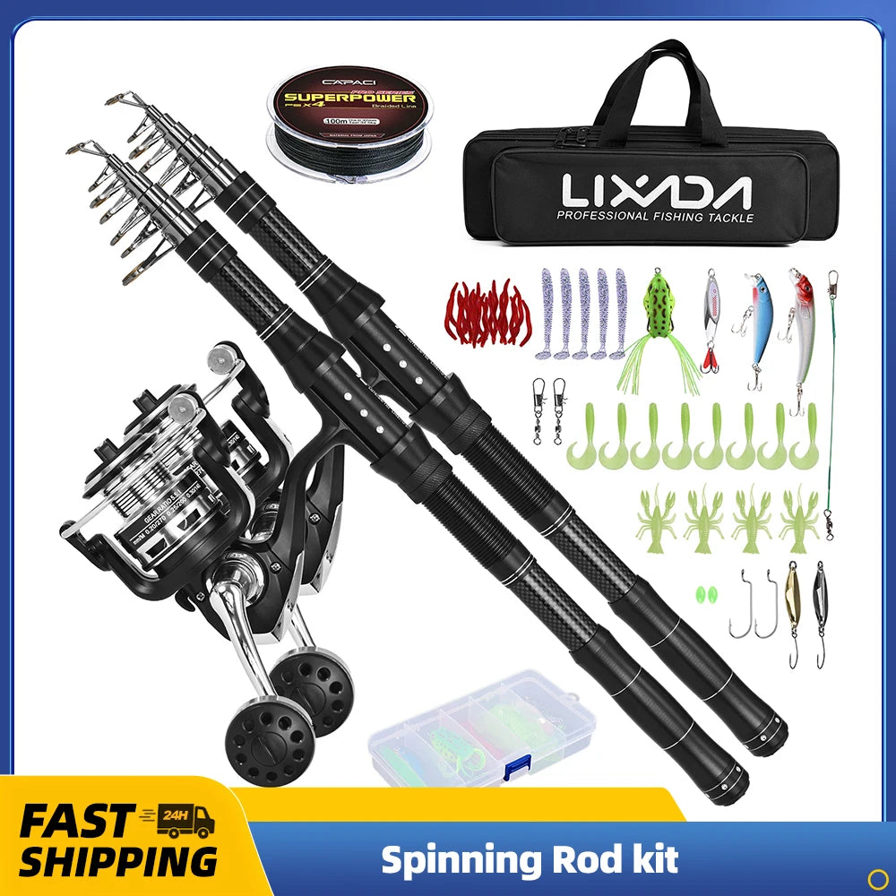 Telescopic Fishing Rod and Spinning Reel Combos Kit