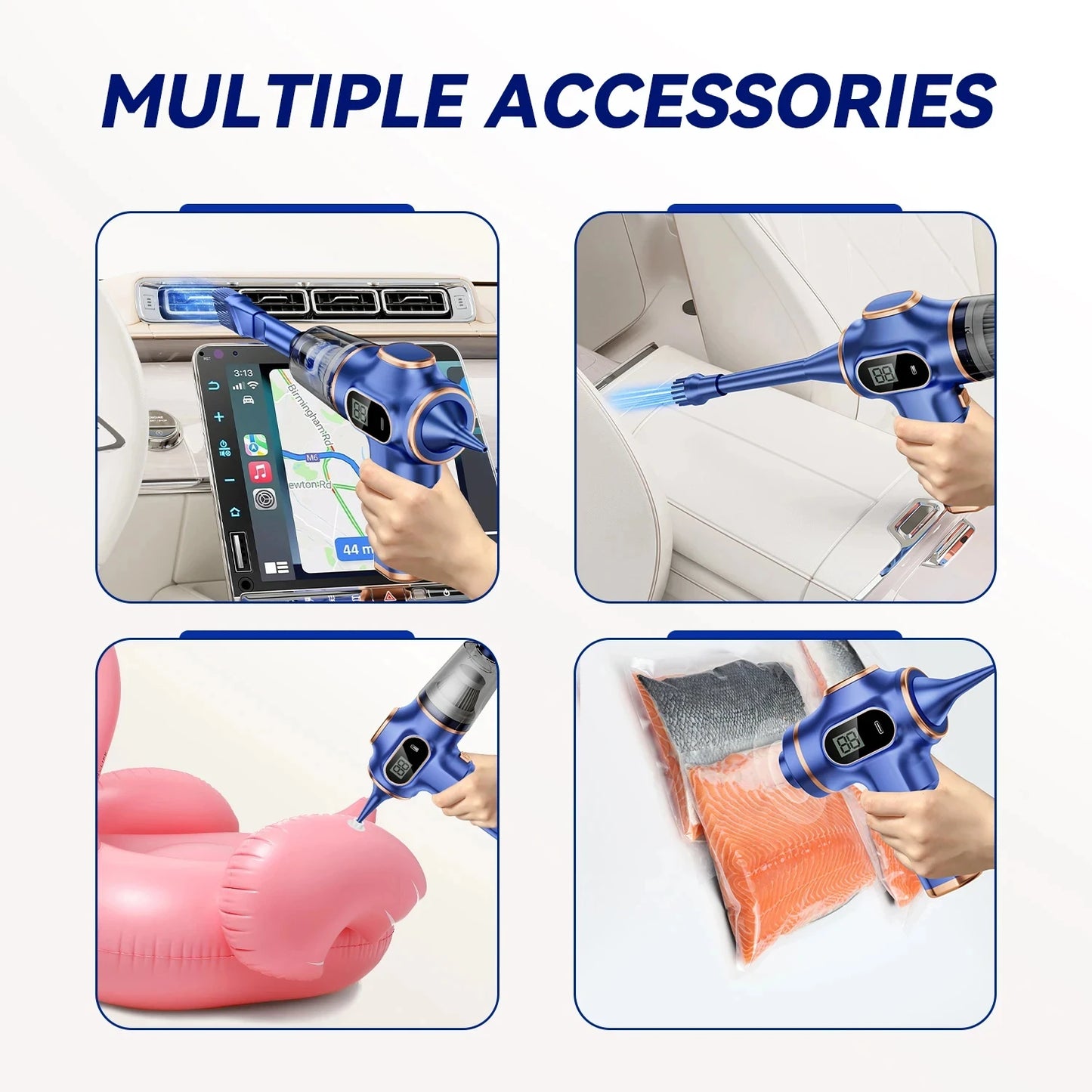 4-in-1 Strong Suction Cordless Car Vacuum Cleaner