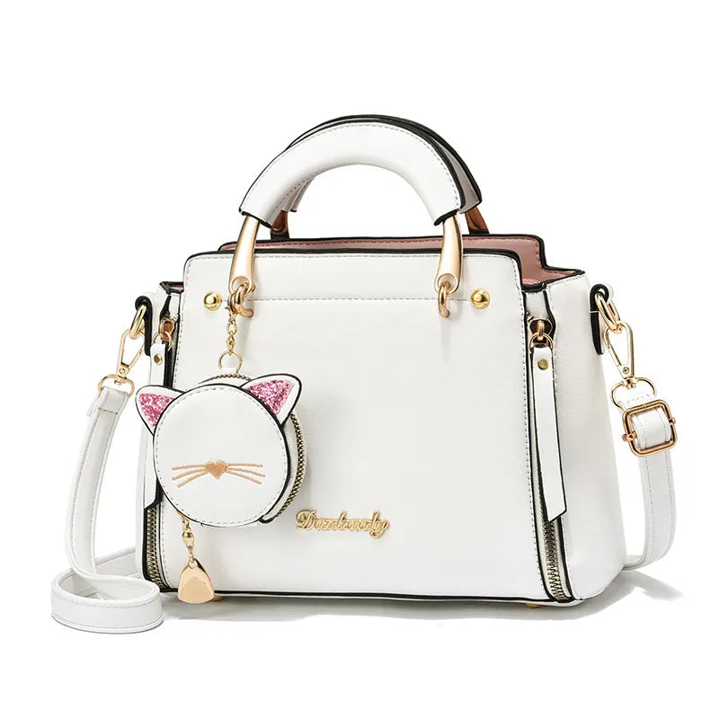 Pu Leather Cute Cat Design Ladies Shoulder Bag