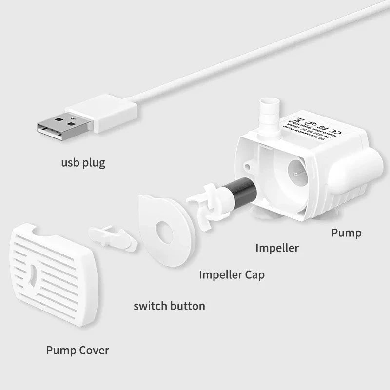 Pet Cat Water Fountain Water Pump LED Light