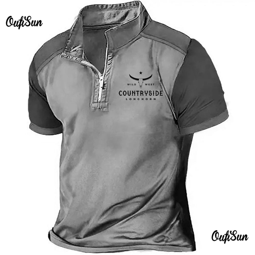 Vintage 3d Word Printed Polo Shirt
