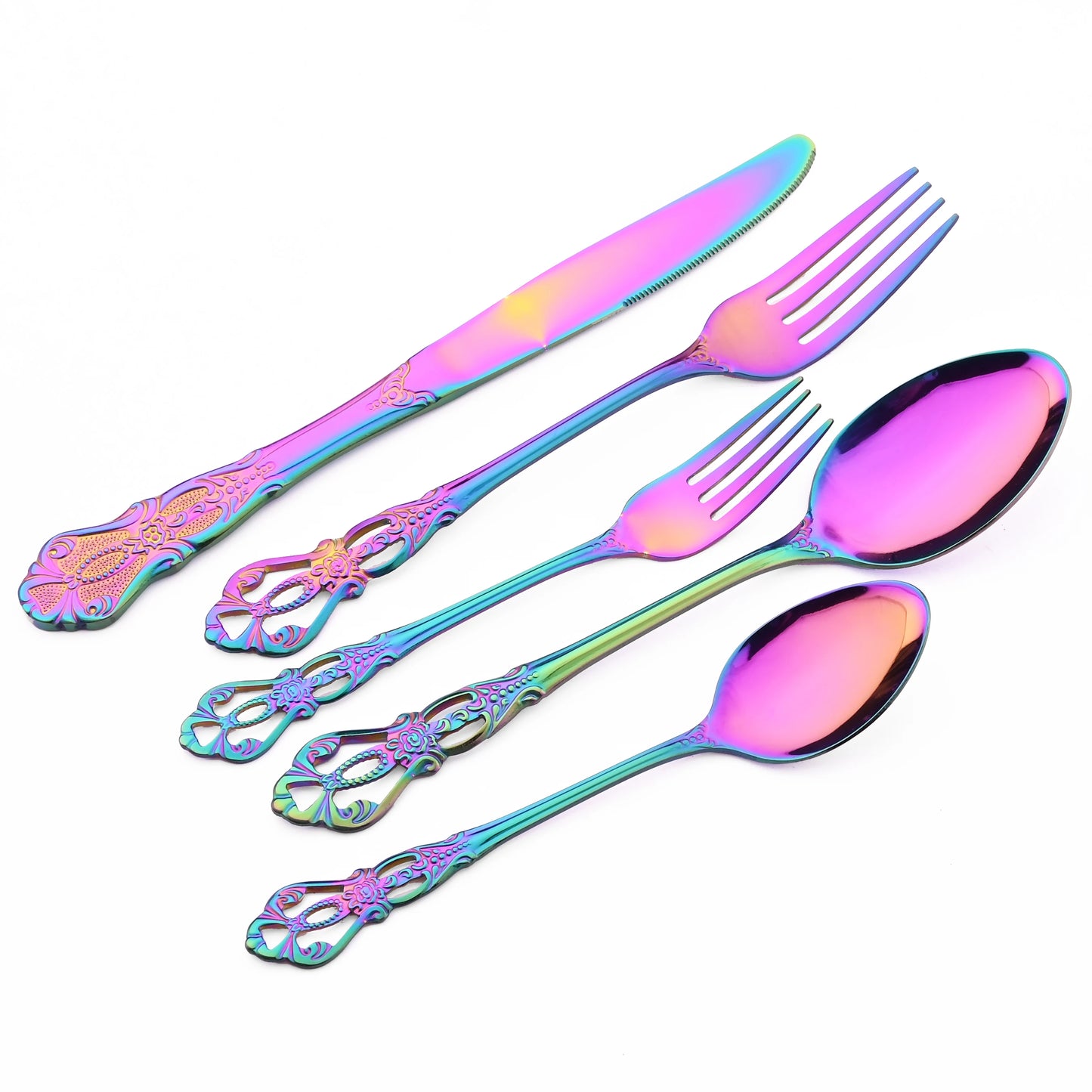 6/30Pcs Royal Colorful Dinnerware Silverware Set