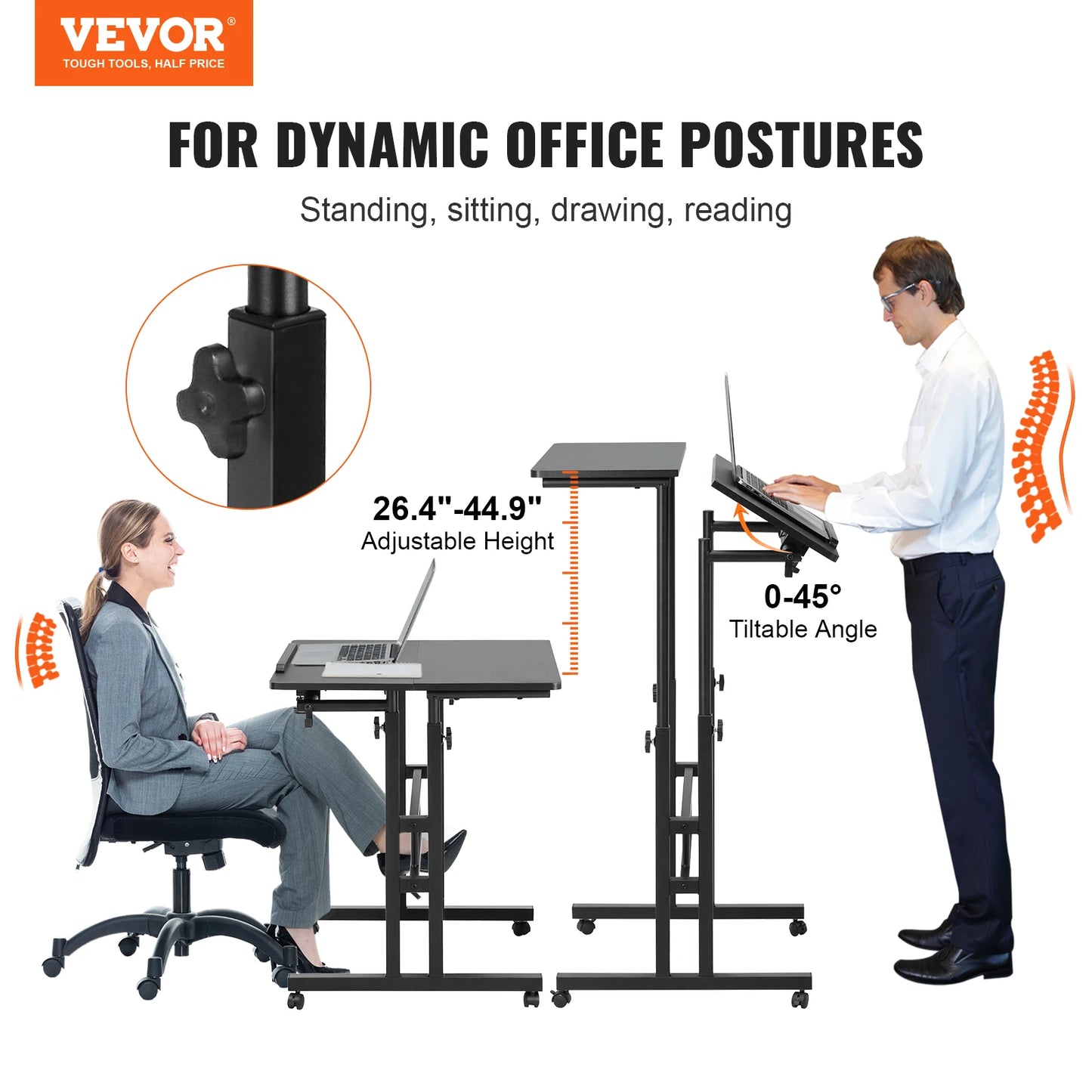 26.4"-44.9" Gas-Spring Height Adjustable Sit-Stand Desk