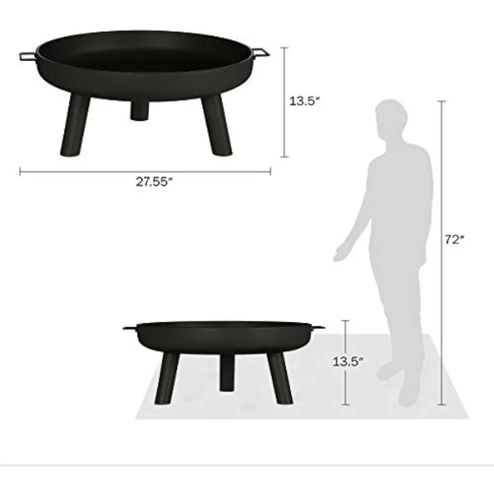 Pure Garden Outdoor Fire Pit-Raised Steel Bowl