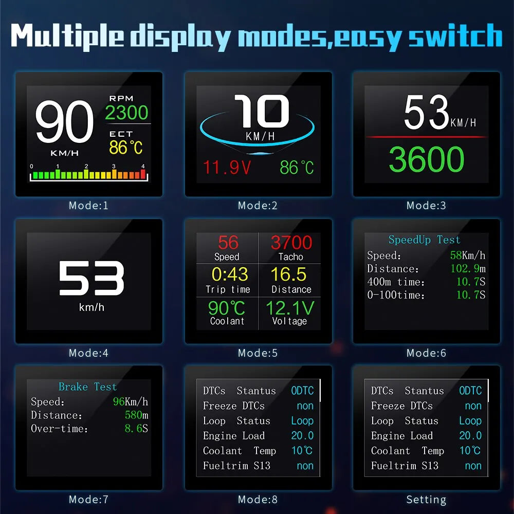 Universal P10 Head Up Display HUD Speedometer