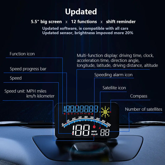 V41 GPS HUD Head Up Display Car Speed Windshield