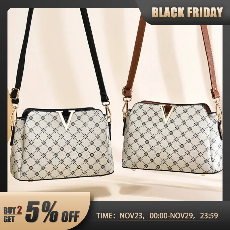 Women V Letter Classic Shoulder Bag
