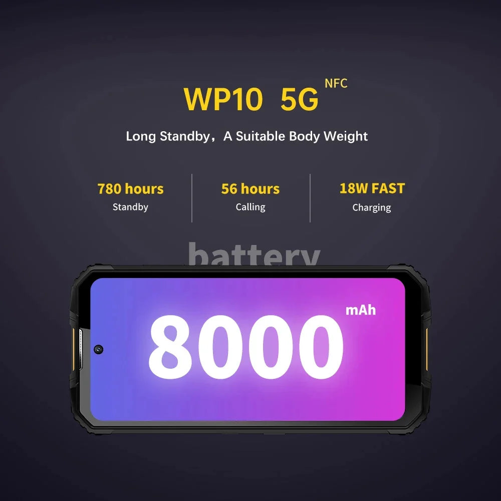 8000mAH Battery WP10 5G Rugged Smartphone