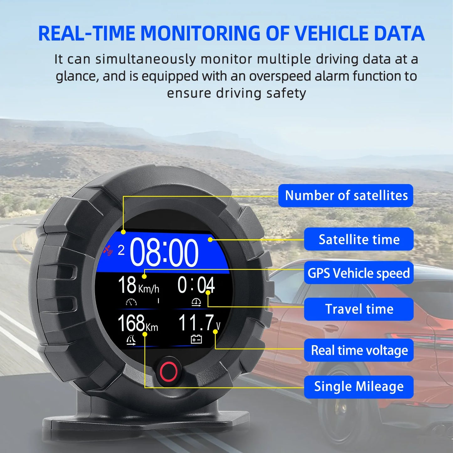 X95 GPS Head Up Display Horizontal Speedometer