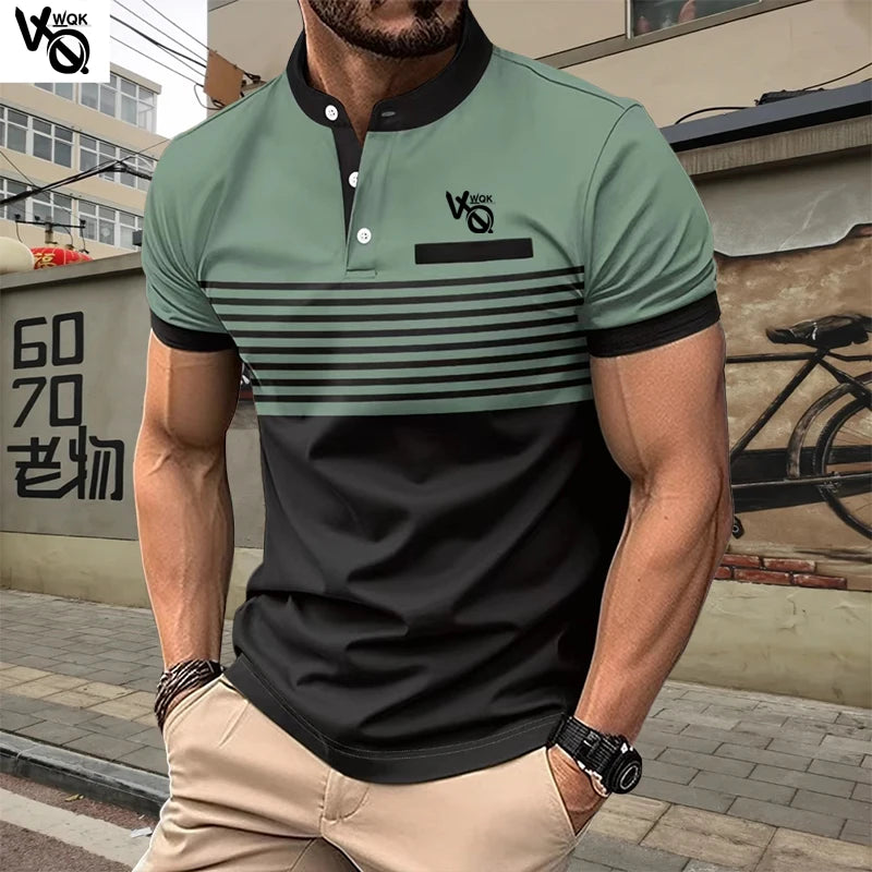 Summer Striped Polo Neck Short