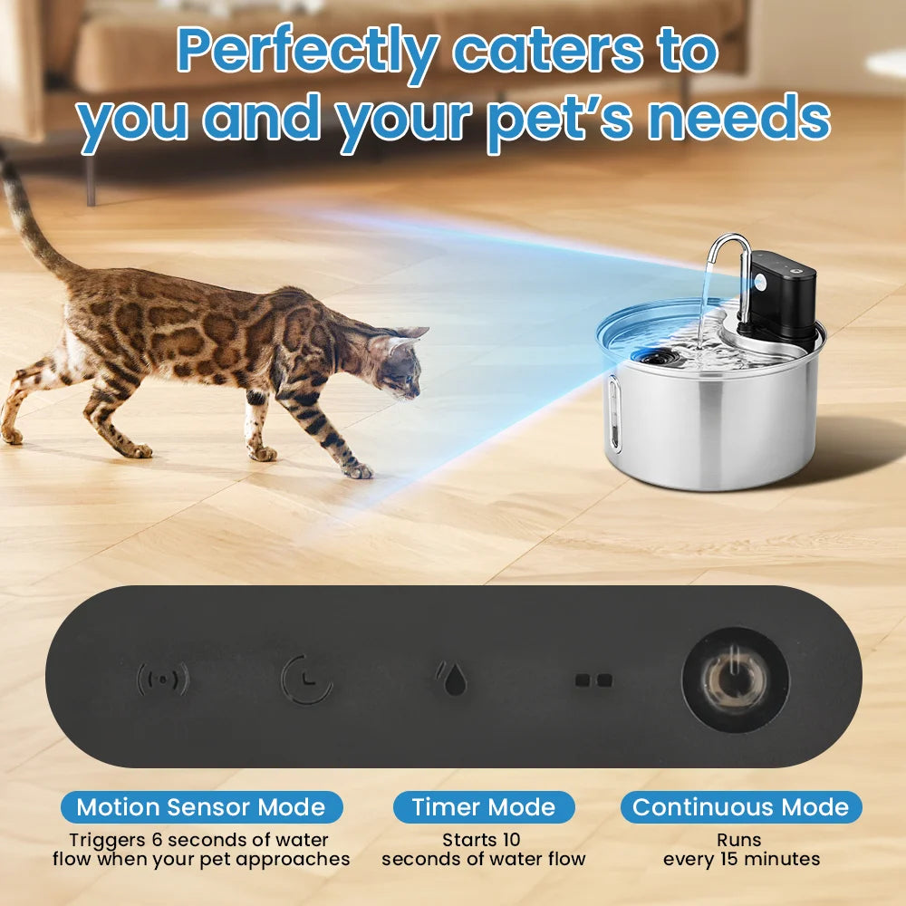 3.5L Stainless Steel Cat Sensor Water Fountain