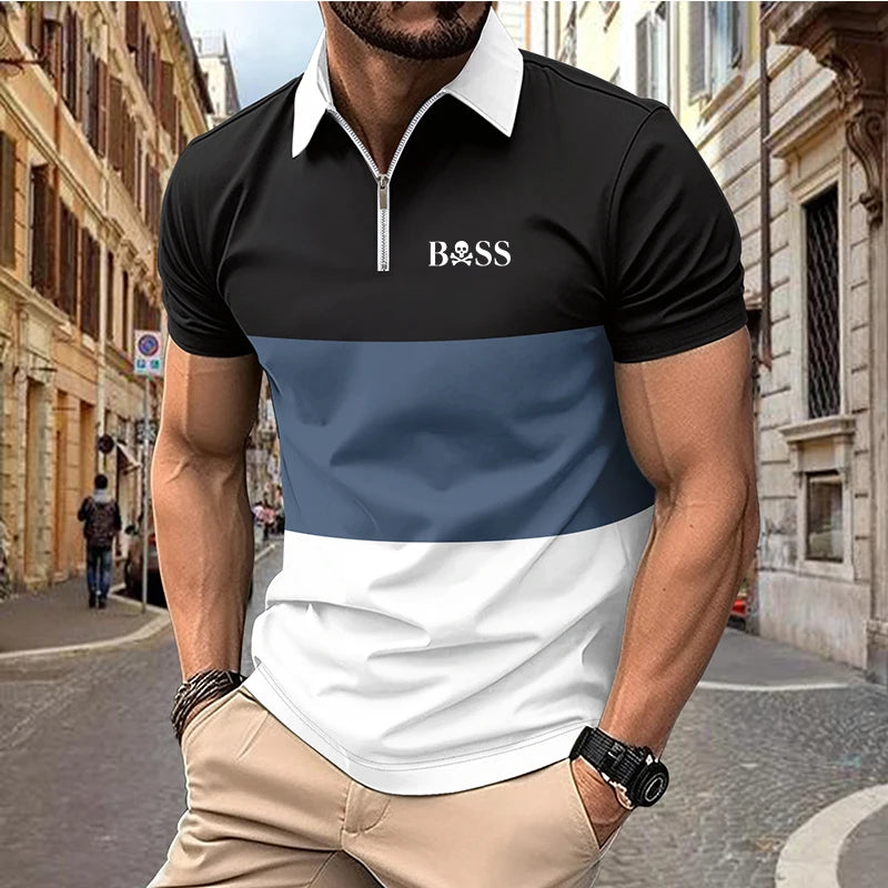 men's printed golf shirt