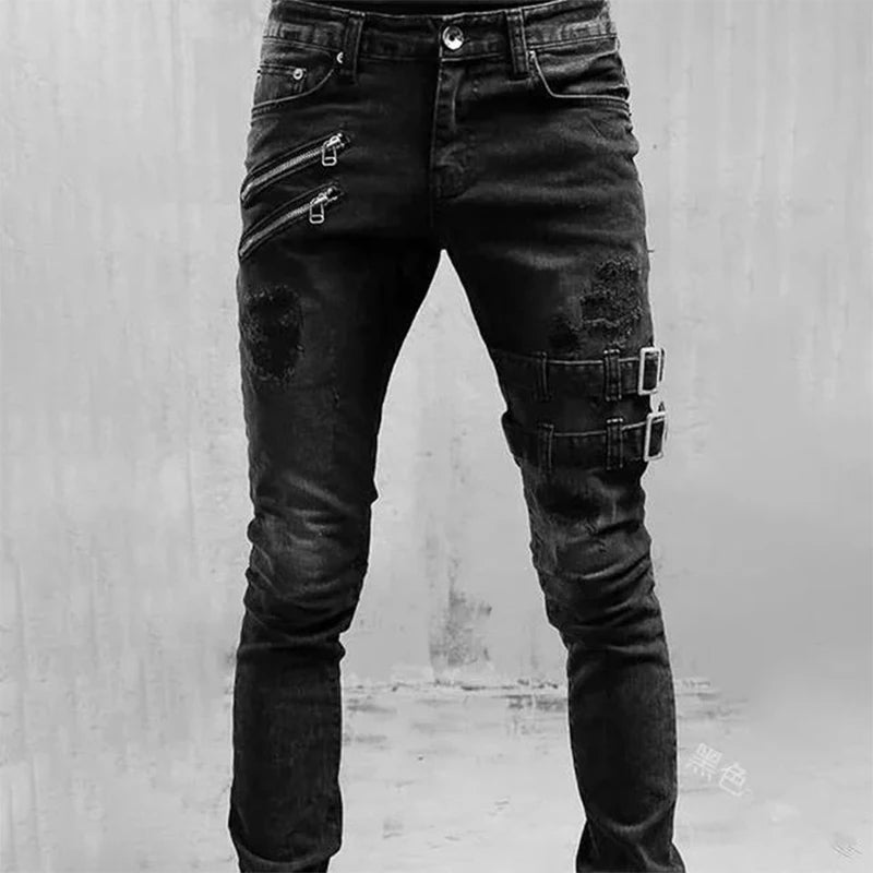 Men Stretchy Ripped Skinny Jeans