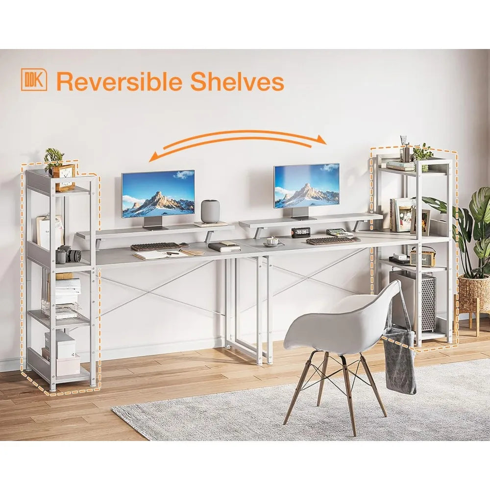 55 Inch Computer Desk with Storage Shelves