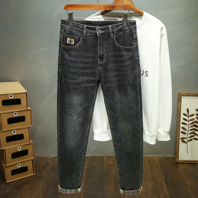 Men'S High-End Stretch Embroidery Stitching Jeans