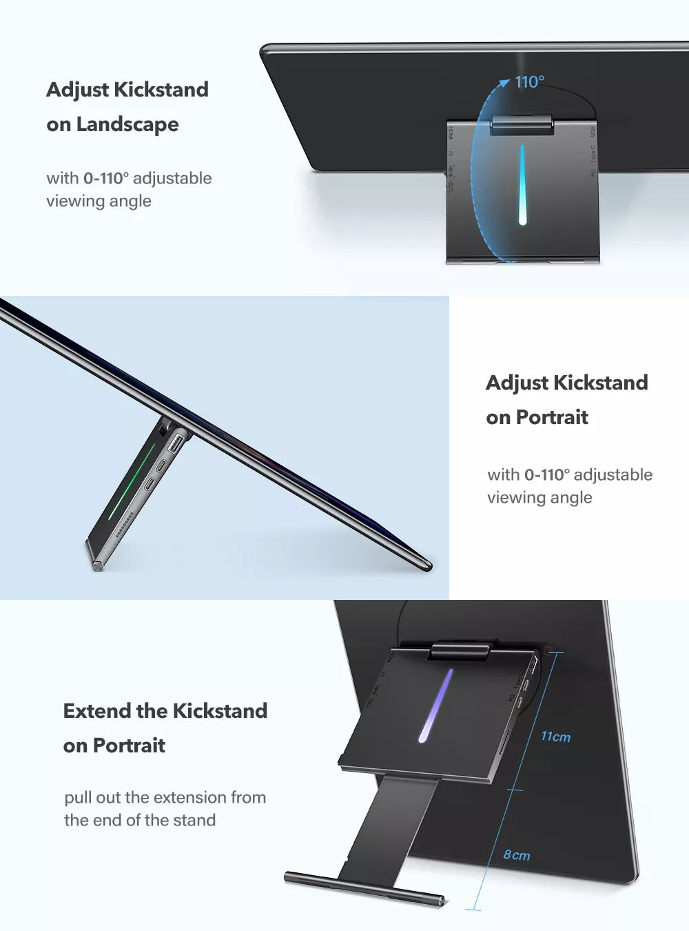 Portable Monitor With FHD 1080P Touch Screen