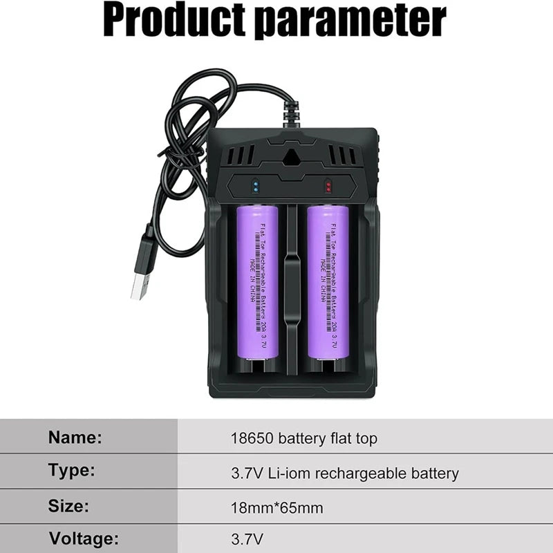 18650 Rechargeable Battery Flat Top