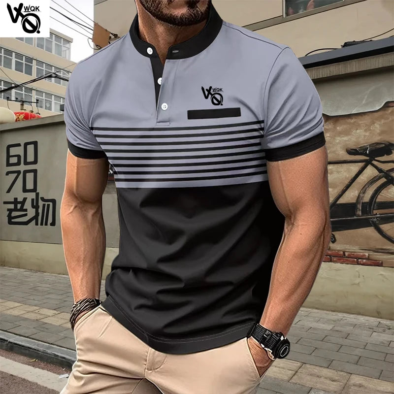 Summer Striped Polo Neck Short