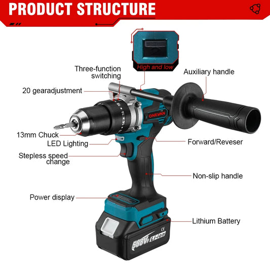 1500W Electric Screwdriver Hammer Drill Power Tools