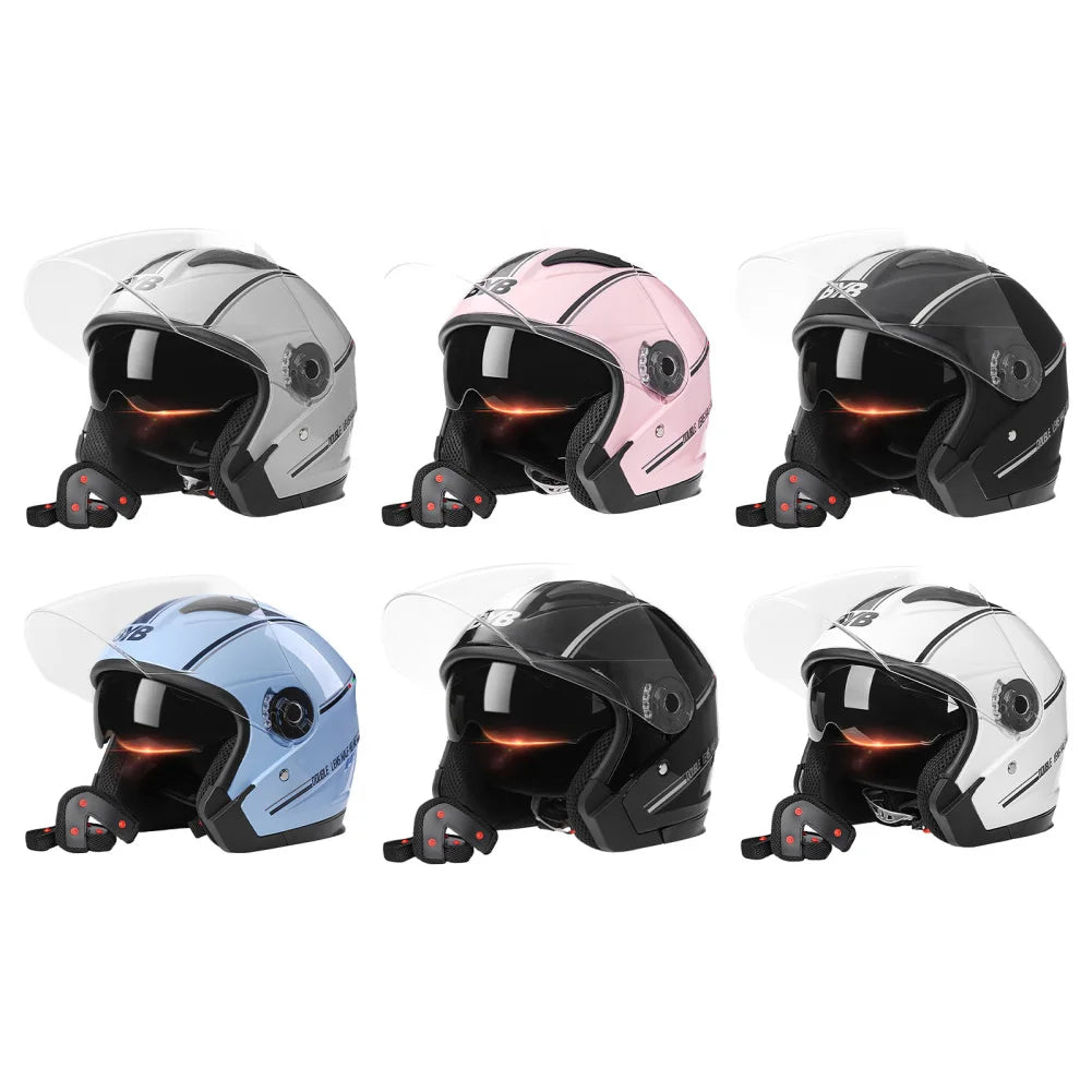 Motorcycle Dual Lens Open Face Helmet