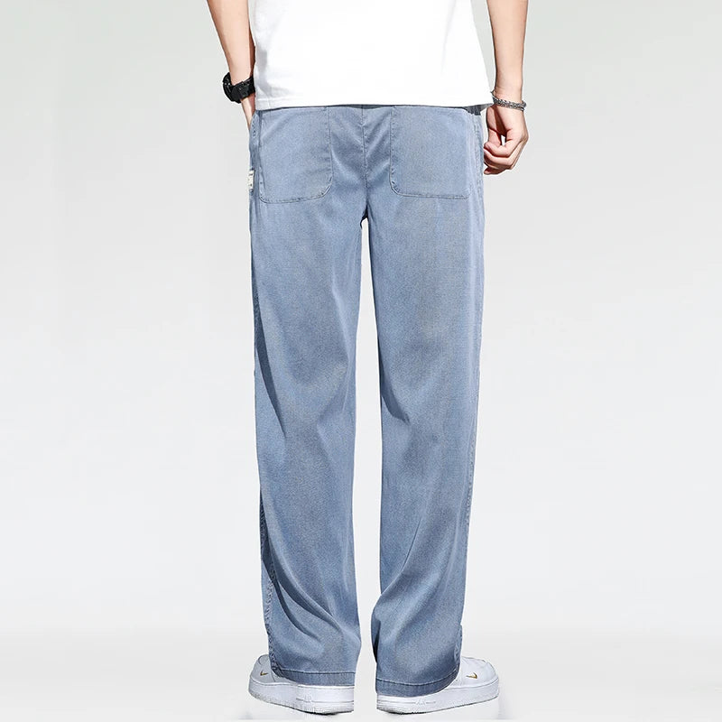 Men Summer Thin Loose Wide-leg Jeans