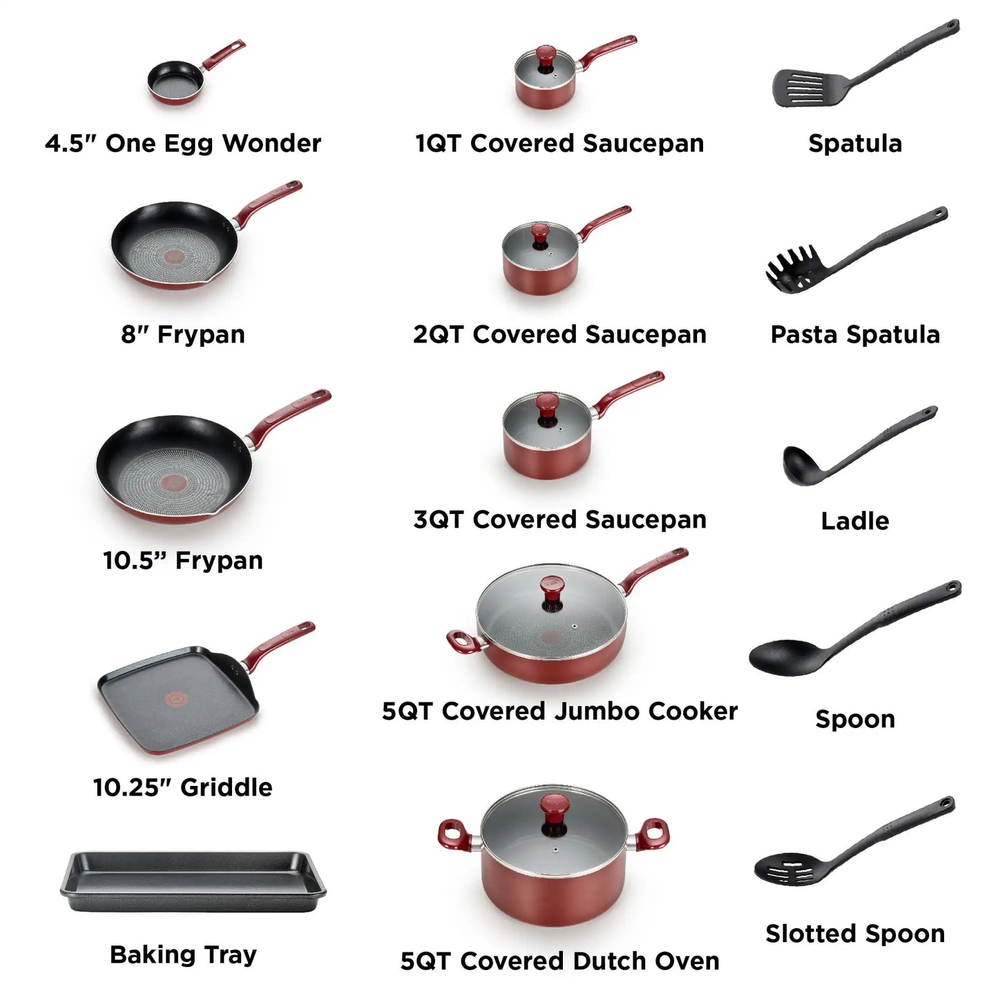 20 Piece Easy Care Nonstick Cookware Set