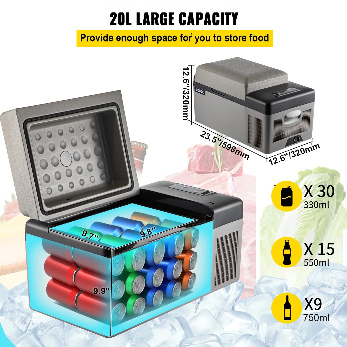 Portable 20L Car Refrigerator Freezer
